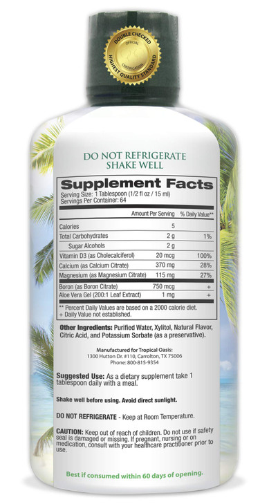 Tropical Oasis Liquid Calcium Magnesium - Natural Formula w/Support for Strong Bones - Liquid Vitamins w/Calcium, Magnesium & Vitamin D - up to 96% A