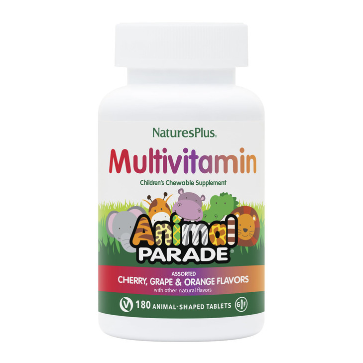NaturesPlus Animal Parade Children's Chewable Multivitamin - 180 Animal-Shaped Tablets, Pack of 2 - Natural Assorted Flavors - Vegan, Gluten Free - 1