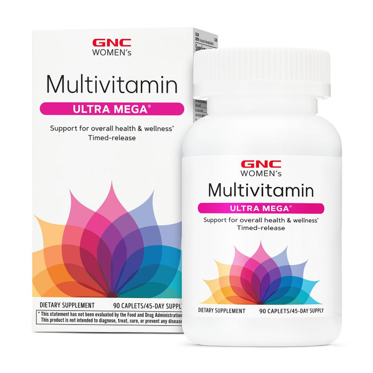 GNC Womens Ultra Mega Multivitamin Caplets, Clinically Proven to Feel Better, Immune Support, Vitamin A, B, C, D, Iron, Biotin, Beauty, Gluten Free,