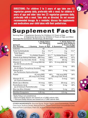 Nature's Truth Kids Multivitamin Gummies with Probiotics | 60 count | Berry Punch Flavor | Vegetarian, Non-GMO & Gluten Free Supplement