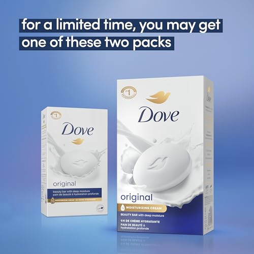 Dove Beauty Bar Soap Original, for Soft, Smooth Skin, with 1/4 Moisturizing Cream 2.6 oz