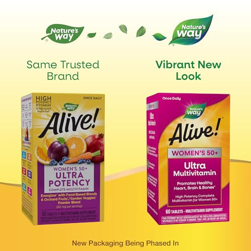 Nature's Way Alive!® Once Daily Women's 50+ Multivitamin, Ultra Potency, Food-Based Blends (60 mg per serving), 60 Tablets