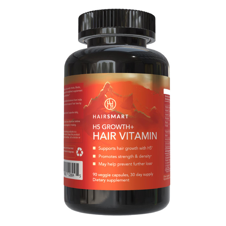H5 Grow+ Hair Vitamin Supplement - Biotin, Ayurvedic Herbs & 5 Nutrient Groups for Hair Growth, Density & Strength | Best Supplement for Hair Loss |