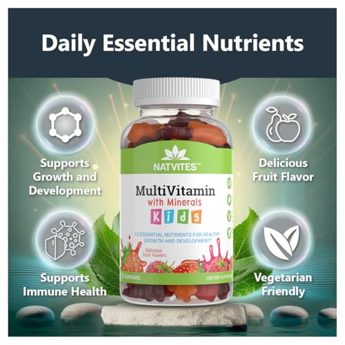 Natvites Complete Kids Multivitamin Gummies  120 Count of Essential Daily Vitamins & Minerals for Immune Support, Focus, & Growth  Perfect for Todd