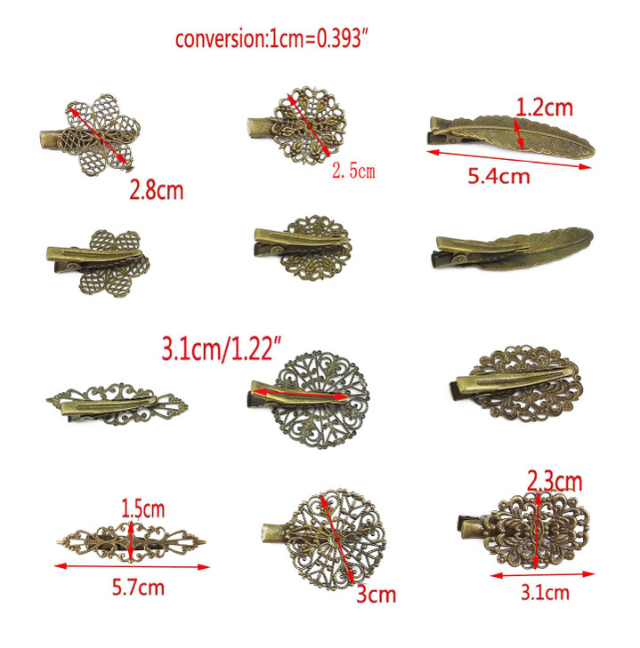 yueton Pack of 6 Vintage Leaf Flower Shape Hair Clip Headwear Lady Hair Accessories