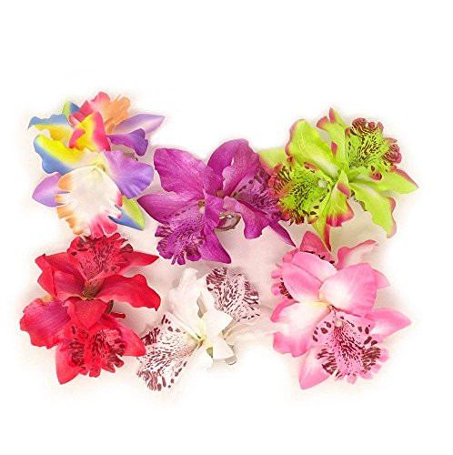 yueton Pack of 6 brooch Women's Orchid Hair Clip Flower Hair Pin Bobby Pin Bridal Party Hair Decor Accessories