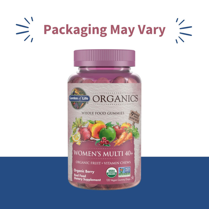 Garden of Life Organics Women 40+ Gummy Vitamins - Berry - Certified Organic, Non-GMO, Vegan, Kosher Complete Multi - Methyl B12, C & D3 - Gluten, So