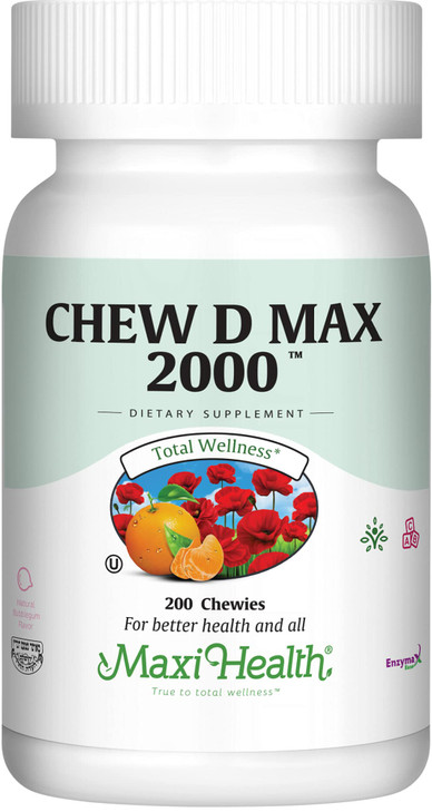 Maxi Health Chewable Vitamin D3 2000 IU Supplement - Delicious Natural Bubble Gum Flavor - Supports Calcium Absorption, Immune and Bone Health in Adu