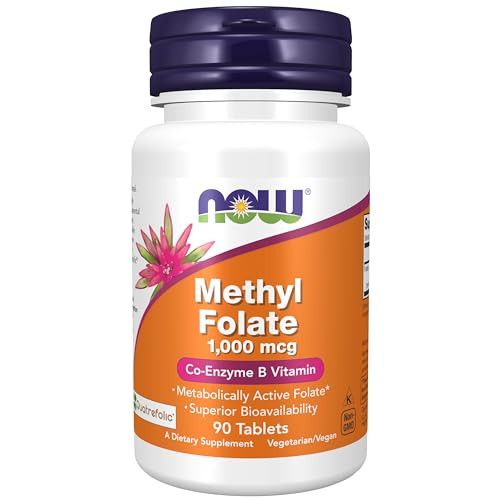 NOW Foods Supplements, Methyl Folate 1,000 mcg, Metabolically Active Folate*, Co-Enzyme B Vitamin, 90 Tablets
