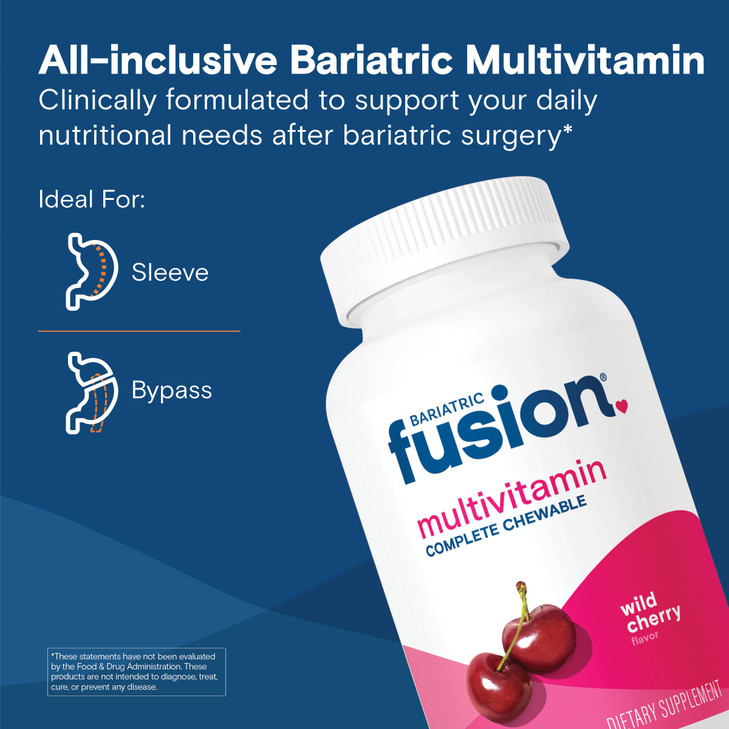 Bariatric Fusion Bariatric Multivitamin with Iron Complete Chewable | Wild Cherry | Post Bariatric Vitamins for Gastric Bypass and Sleeve Gastrectomy