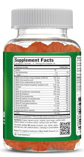 Maxi Health Multivitamin Gummies Vitamins for Adults & Kids - Cherry Flavored Gummy Multivitamins - 60 Vitamin Gummies for Women and Men - Daily Mult