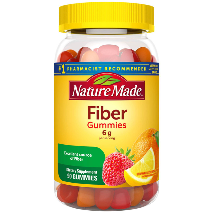 Nature Made Fiber 6 g, Dietary Supplement for Digestive Health Support, 90 Fiber Gummies, 30 Day Supply