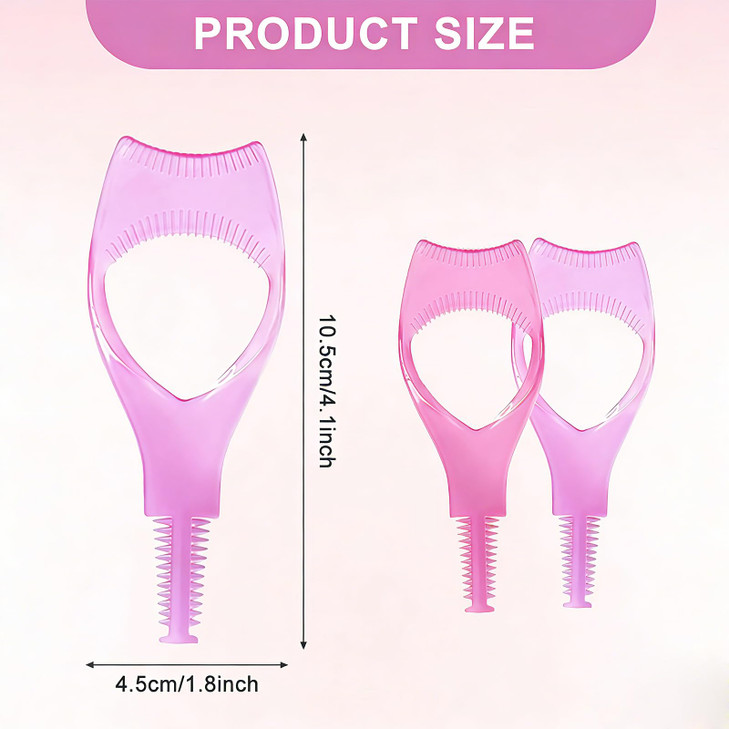 3Pcs Plastic Makeup Upper Lower Eye Lash Mascara Guard Applicator With Comb Eyelashes Curlers Applicators (Pink)