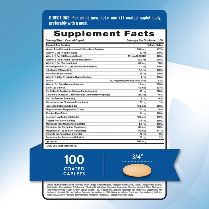 Nature's Truth Multivitamin for Men | with Iron, Vitamins A, C, D & E | 100 Caplets | Non-GMO & Gluten Free for Adults