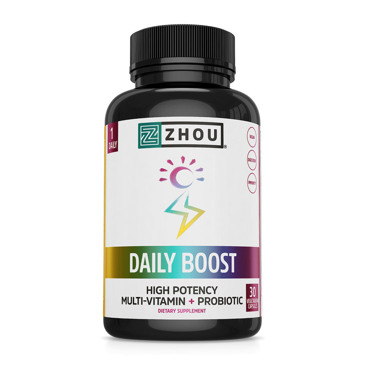 Zhou Daily Boost - Probiotic Multivitamin for Women & Men, Immune Support, Antioxidant & Eye Health Supplement with Vitamin A, Vitamin C, Biotin & Fo