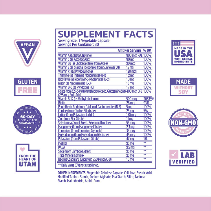 Zhou Daily Boost - Probiotic Multivitamin for Women & Men, Immune Support, Antioxidant & Eye Health Supplement with Vitamin A, Vitamin C, Biotin & Fo