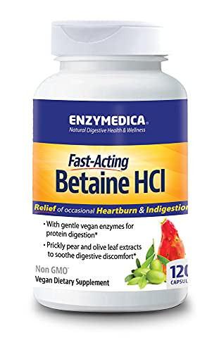 Enzymedica, Betaine HCl, Occasional Heartburn and Indigestion Support, 120 Capsules