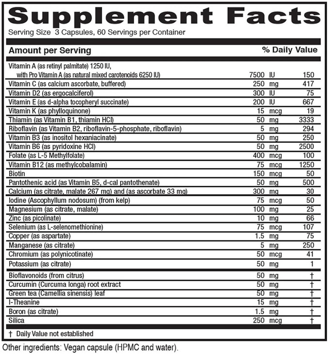 Vitanica - Mid-Life Symmetry, 50-65 High Potency Multivitamin and Mineral, Vegan, 180 Capsules
