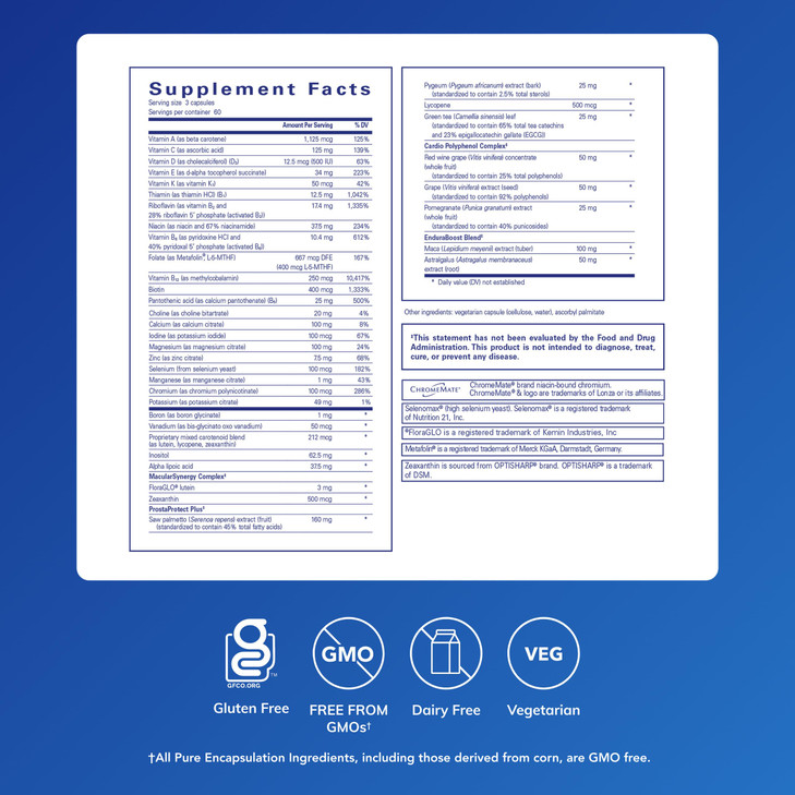 Pure Encapsulations Men's Nutrients - Multivitamin Mineral Supplement to Support Energy, Endurance & Stamina in Men Over 40* - with Vitamin D, Vitami