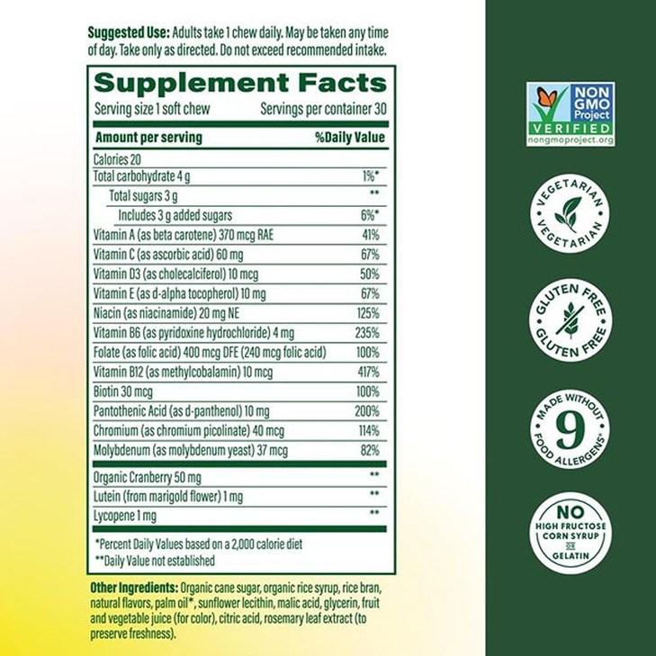 MegaFood Multivitamin for Women, One Daily Multivitamins, Soft Chews with Folate, Methylated B12, Vitamin B6, Biotin, Vitamin D3, C & A - Mixed Berry
