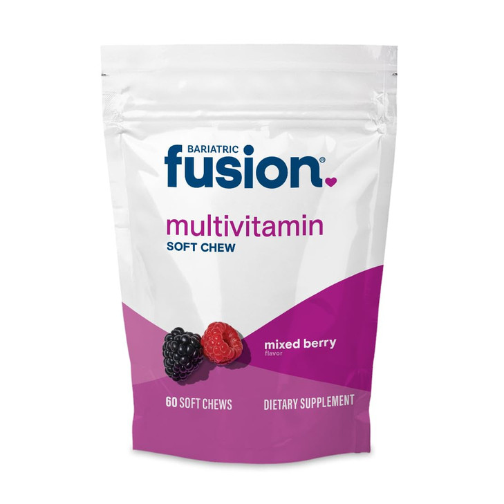 Bariatric Fusion Bariatric Multivitamin Soft Chew | Mixed Berry Fruit Flavor Chewy | Sugar Free Chewable Multivitamin Post Bariatric Surgery | Gastri