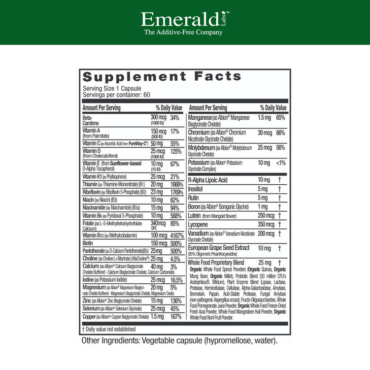 EMERALD LABS Men's 1 Daily Multi - Additive-Free Men's Multivitamin - Includes Lycopene, Zinc, Vitamin D3, & More - Supports Bones, Prostate & Vision