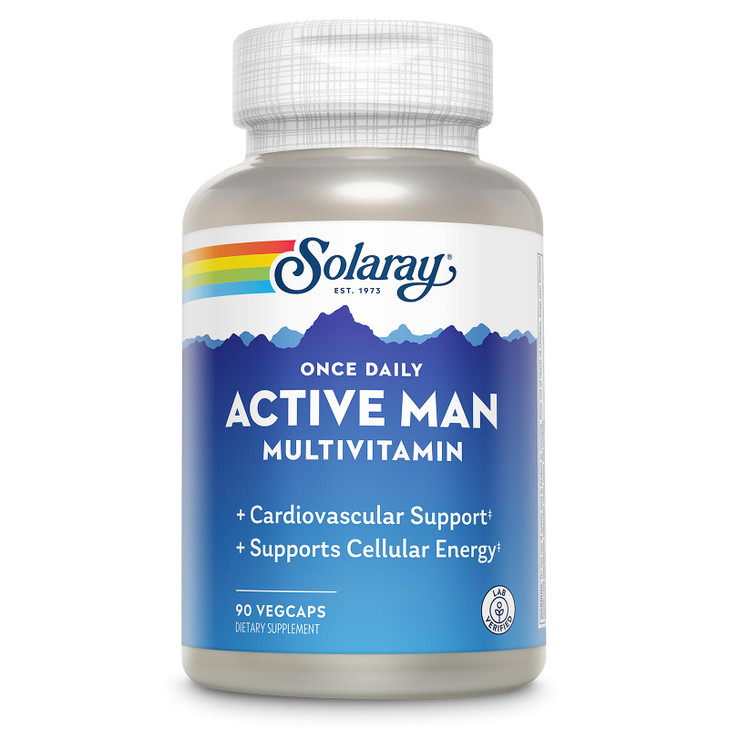 SOLARAY Once Daily Active Man Multivitamin - Cellular Energy and Immune Support Supplement w/Vitamin D, Vitamin C, B12, B6, Zinc, Lutein, Digestive E