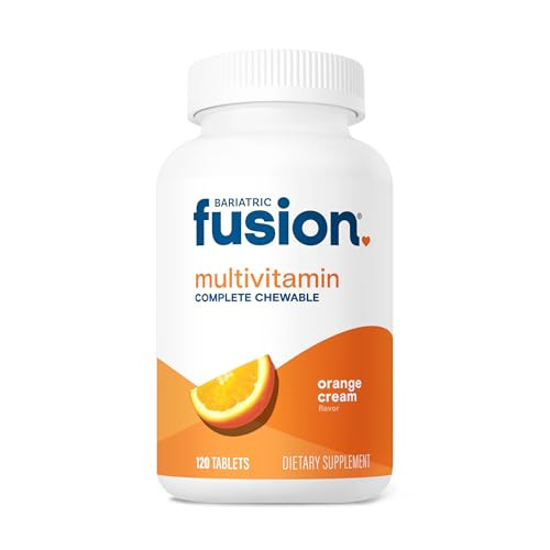 Bariatric Fusion Orange Cream Flavored Complete Chewable Bariatric Multivitamin with Iron for Bariatric Surgery Patients Including Gastric Bypass and