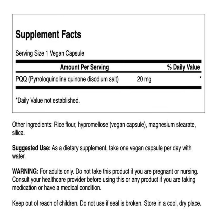 Swanson Pqq Pyrroloquinoline Quinone 20 mg 30 Veg Caps (2 Pack)