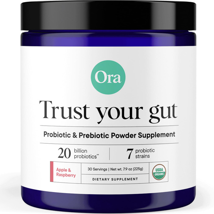 Ora Organic Prebiotic and Probiotic Powder Supplement - 20 Billion Probiotics, 7 Strains for Best Prebiotic Powder, Non-GMO, Probiotics for Women, Me