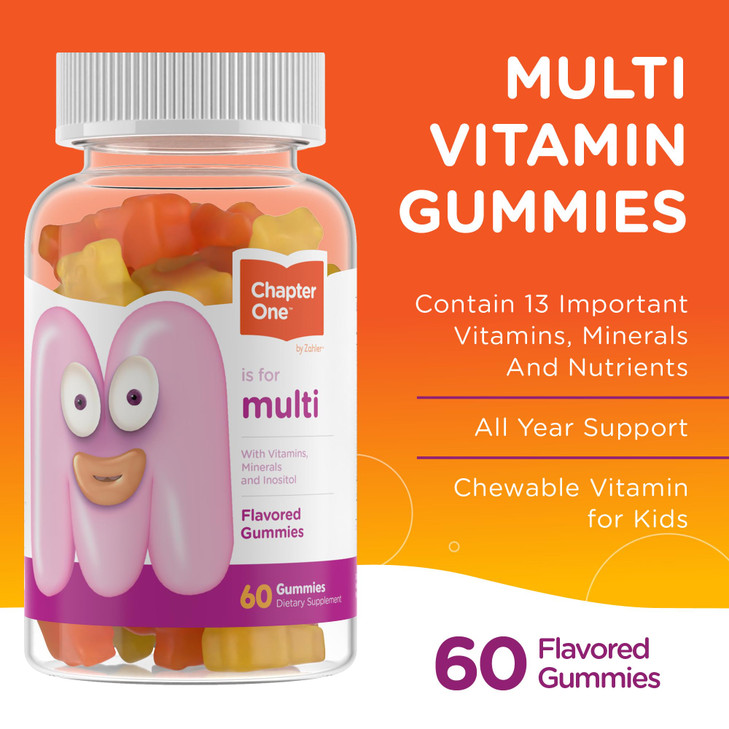 Zahler - Chapter One Kids Multivitamin Gummy with 13 Vitamins & Nutrients (60 Flavored Gummies) - Certified Kosher Kids Vitamins Including Vitamin C,