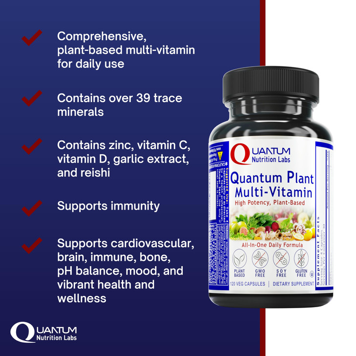 QNL Quantum Plant Multi-Vitamin - Complete Multivitamin - Immune Support for Adults - Natural Multivitamin for Men & Women - 120 Plant-Source Capsule