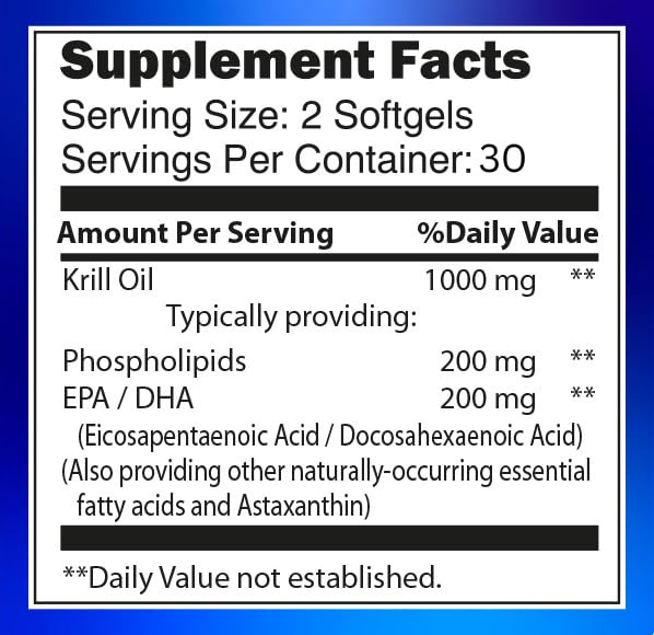 ?Antarctic Krill Oil 1000mg Softgels with Astaxanthin  Omega-3 EPA & DHA Supplement for Heart, Brain, and Joint Health in Form of Phospholipids 60