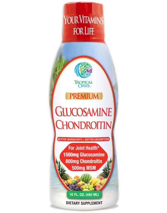 Tropical OasisPremium Liquid Glucosamine Chondroitin & MSM- Liquid Joint Support Formula 1500mg Glucosamine, 800mg Chondroitin, & 500mg MSM - 16 Fl
