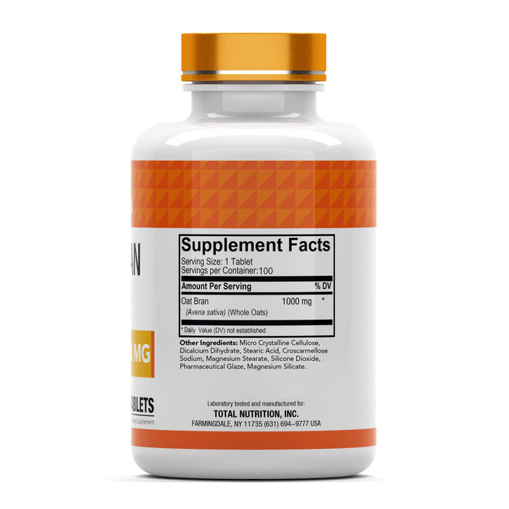 tnvitamins Oat Bran Tablets | 100 Tablets x 1,000 MG per Tablet | Oat Fiber Tablets | Soluble & Dietary Fiber Supplement | Supports Digestive Health