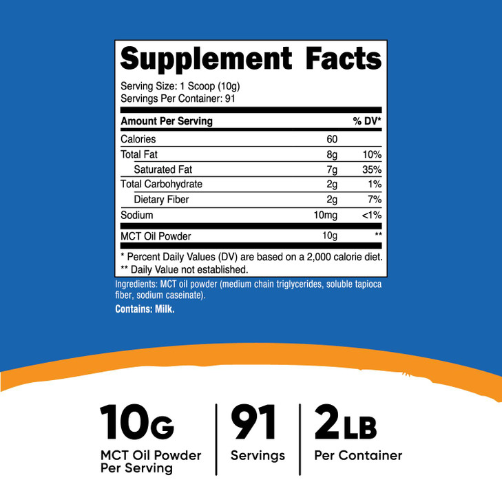 Nutricost Premium MCT Oil Powder - Best for Keto, Ketosis, and Ketogenic Diets - Non-GMO and Gluten Free (2 LB (Unflavored))