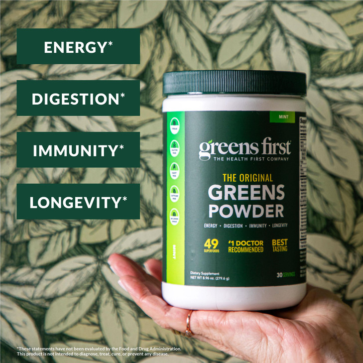 Greens First Original Greens Powder - 49 Superfoods - Organic Fruits & Veggies - Prebiotics, Probiotics & Digestive Enzymes - Antioxidant Smoothie -