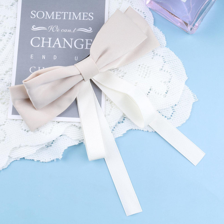 Iaceble Vintage Black Bow Hair Clips Barrette Satin Bowknot Hairclip French Large Ribbon Bow Barrette Decorative Hair Accessories for Women and Girls