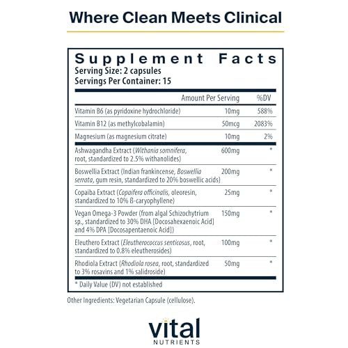 Vital Nutrients Cortisol Balance - Vegan Stress Relief Supplement - Cortisol Manager Supports Energy & Stress Levels - Ashwagandha & Magnesium for Re