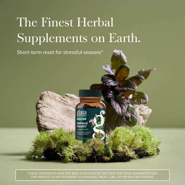 Gaia Herbs Adrenal Health Jumpstart - Helps Sustain Healthy Energy & Stress Levels* - with Cordyceps, Schisandra, Rhodiola & Licorice - 60 Vegan Liqu