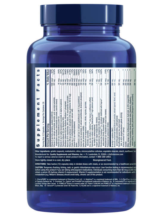 Life Extension Mix Capsules, high-Potency, Advanced Vitamin, Mineral, Fruit & Vegetable Formula, Vitamin C, B, D, E, Magnesium, for Whole-Body Healt