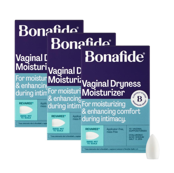 Bonafide Vaginal Dryness Relief (Revaree) with Hyaluronic Acid. Relief from dryness & painful sex.  3-Month Supply