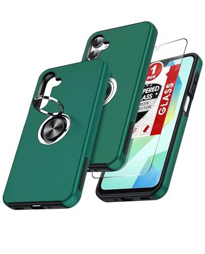 LeYi for Samsung Galaxy A16-5G Phone Case with Glass Screen Protector Accessories, Shockproof Protective Slim Fit Cell Android Unlocked Cover with Ro