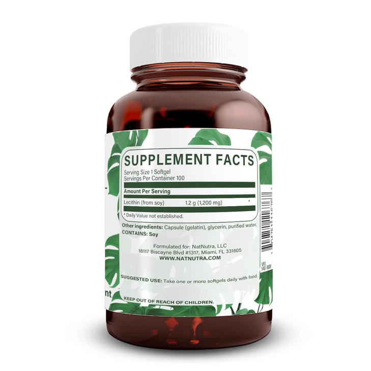 Natural Nutra Soy Lecithin 1200 mg Dietary Supplement - Brain Function, Liver Health, Hepls Breast Health, Memory Boosting Supplement - Gluten-Free,