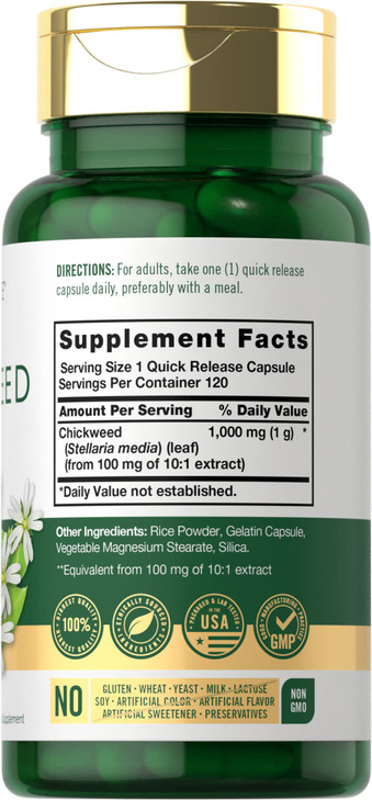 Carlyle Chickweed Capsules | 120 Count | Non-GMO, Gluten Free Extract | Herbal Supplement