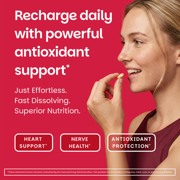 EZ Melts Coq10 - Antioxidant Supplement for Heart, Immune & Energy Support - No Artificial Flavors - Non-GMO & Vegan - Tangy Orange - 60 Dissolvable