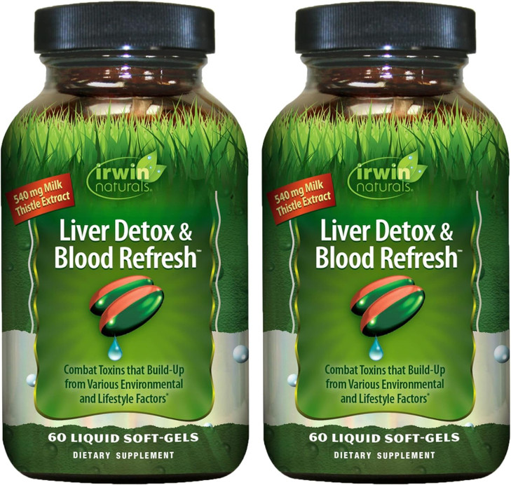 Irwin Naturals Liver Detox & Blood Refresh  Herbal Whole-Body Cleanse, 60 Liquid Soft-Gels - 2 Pack