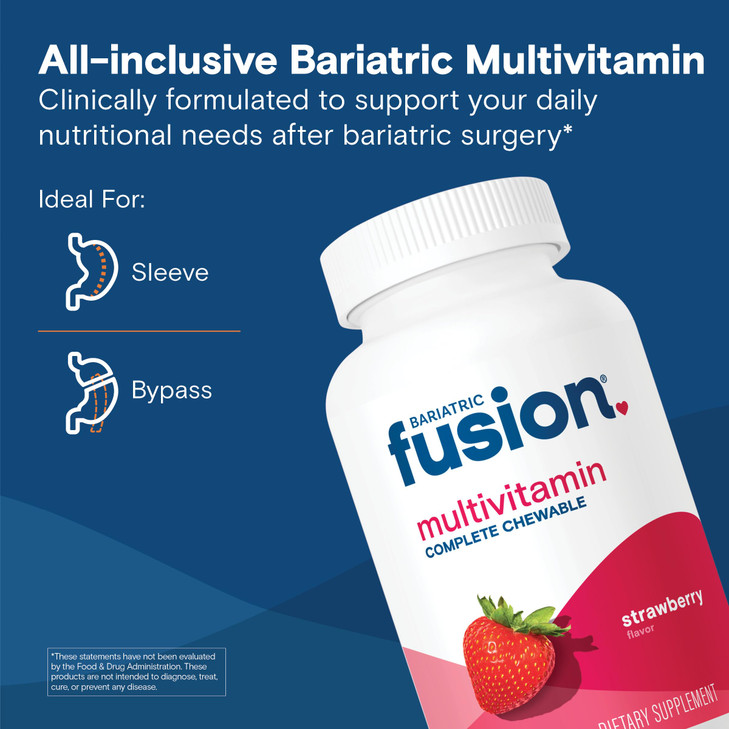 Bariatric Fusion Bariatric Multivitamin with Iron Complete Chewable | Strawberry | Post Bariatric Vitamins for Gastric Bypass and Sleeve Gastrectomy