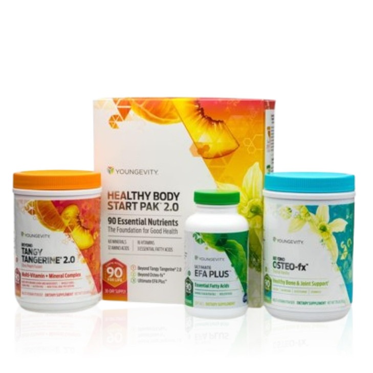 Youngevity Healthy Body Start Pak 2.0  Complete Nutritional System with Beyond Tangy Tangerine 2.0, Ultimate EFA Plus, and Beyond Osteo-FX  Bone, H