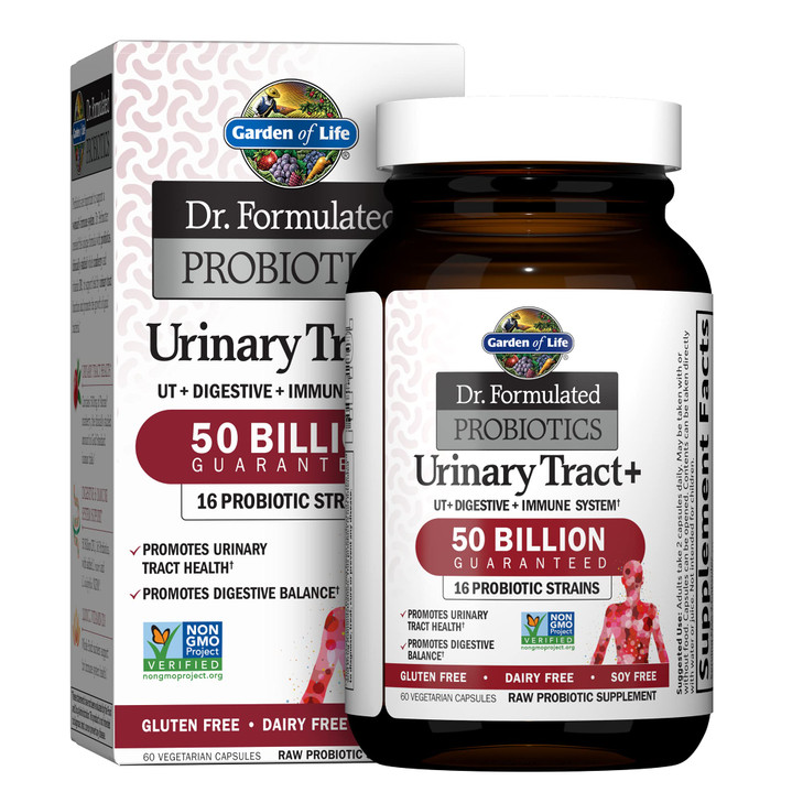 Garden of Life Dr. Formulated Probiotics Urinary Tract+ - 50 Billion CFU - Supports Digestive, Immune & Urinary Tract Health - 60 Vegetarian Capsules